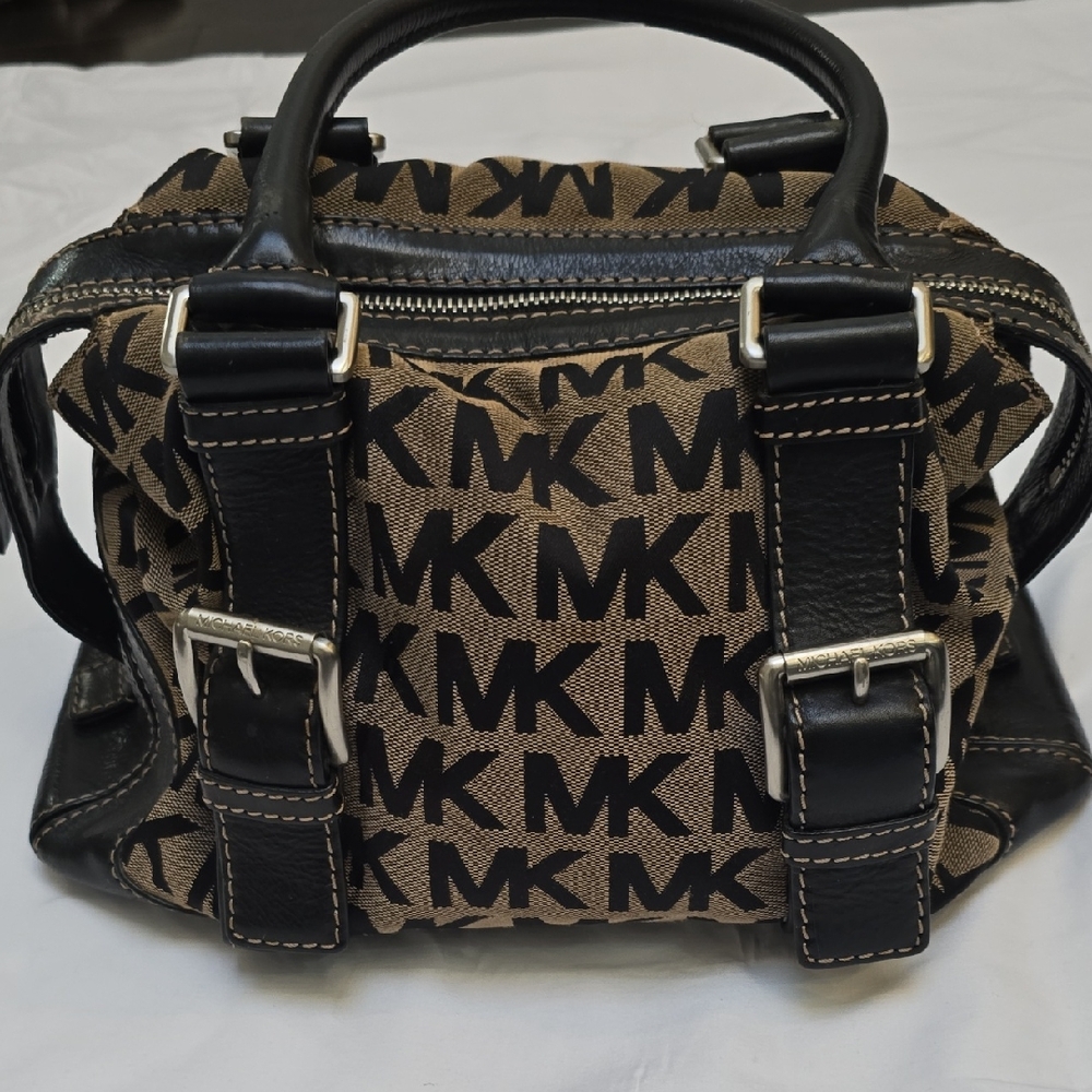 Michael Kors Black and Brown Logo Duffel Bag